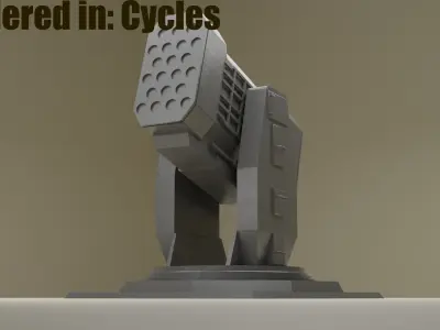 Rocket Turret for Eevee and Cycles Low-poly 3D model