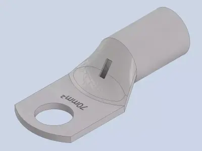 Copper tubular terminal 70mm 3D model