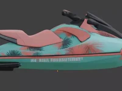 Stylized Tropical Jet Ski 3D Model Low-poly 3D model