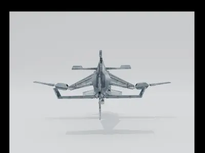 3D LowPoly SpaceShip metal flying in air Low-poly 3D model