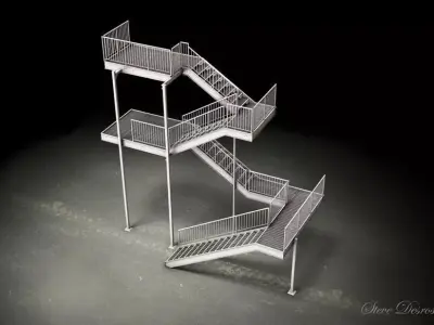 Galvanized Steel stair dwg 3D model