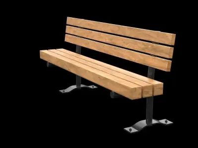 Public Bench V-05 Low-poly 3D model