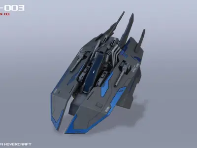 Scifi Hovercraft Low-poly 3D model