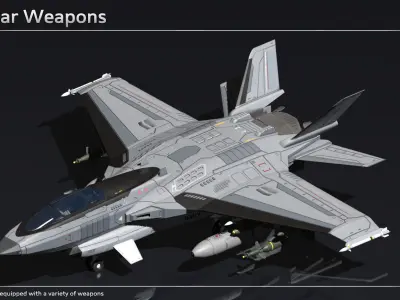 Scifi Fighter VF145 Low-poly 3D model