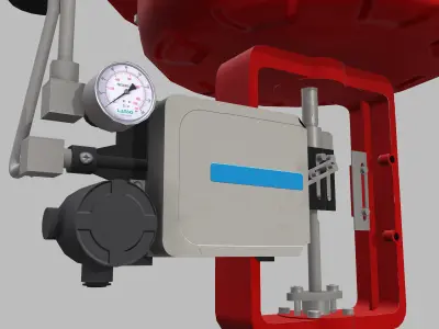 Pneumatic Globe Control Valve Low Poly Low-poly 3D model