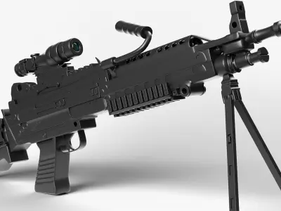 Gun 3d model assault rifle with scope 3D model