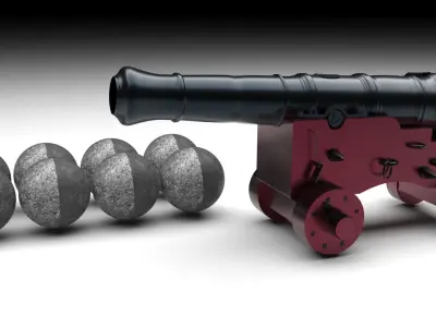 Cannon With Cannonball 3D model