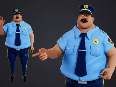 Cartoon Police Rigged Low-poly 3D model