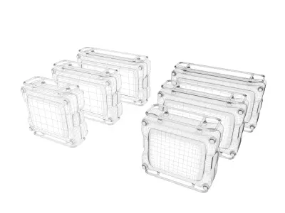 SciFi boxes Low-poly 3D model