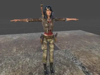 Female Warrior Low-poly 3D model