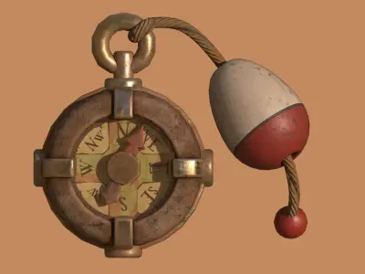 Stylized LP Cartoony Fishing Bobber Compass Low-poly 3D model