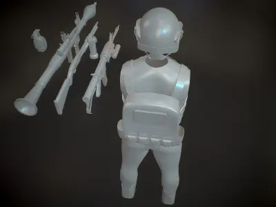 Operator and Weapons Low-poly 3D model