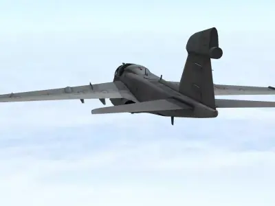 Fighter jet flying in sky Plane 3D model Low-poly 3D model