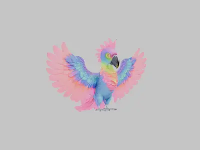 Psychedelic Trippy Bird Low-poly 3D model