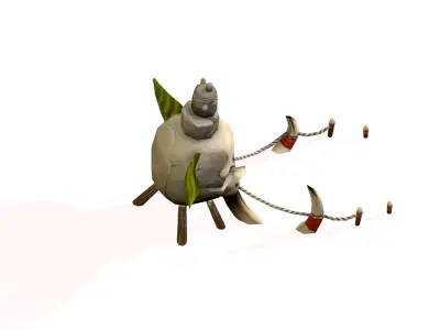 Stone Memorial Skull Totem Low-poly 3D model