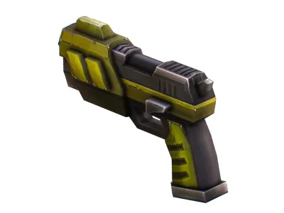 LowPoly SciFi Cartoon Pistol Gun Low-poly 3D model