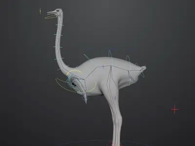 3D model of Ostrich including animation RIG 3D model