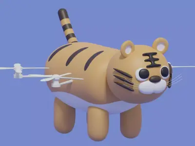 Cartoon Cute Tiger Animal Drone 3D model