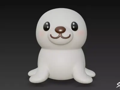 Cartoon Plush Seal Low-poly 3D model