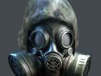 Gas mask helmet 3d model military combat Low-poly  Low-poly 3D model 9