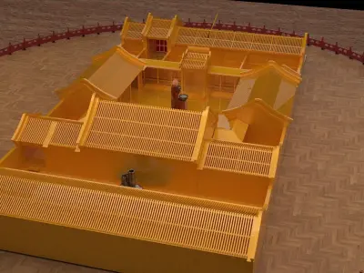 Chinese ancient courtyard  house 3D model