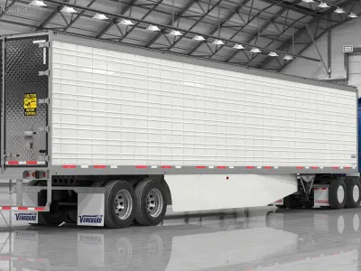 Kenworth Truck with Vanguard Reefer Trailer Rigged 3D model