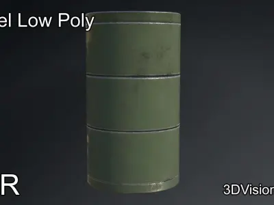Barrel Low Poly - military look Low-poly 3D model