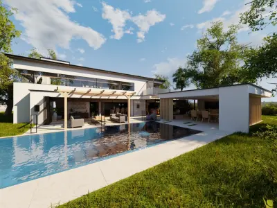 Modern villa 2021 Blender Eevee and Cycles 1 3D model