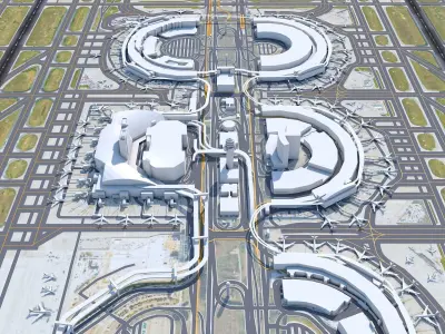 Dallas - Fort Worth Airport 15km Low-poly 3D model