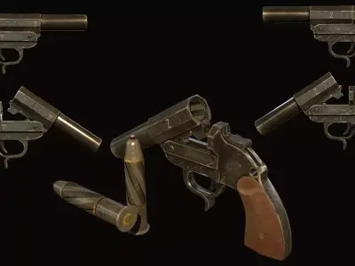Flare gun Sturmpistole Game Ready Low-poly 3D model
