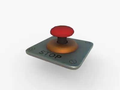 Stop Button Low-poly 3D model