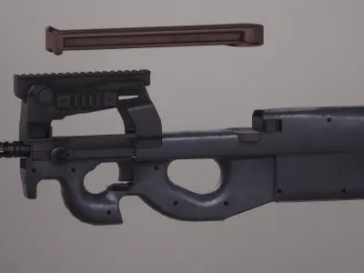 FN P90 Rigged PBR Low-poly 3D model