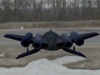 Aircraft airplane X-wing and four-turbine Low-poly 3D model