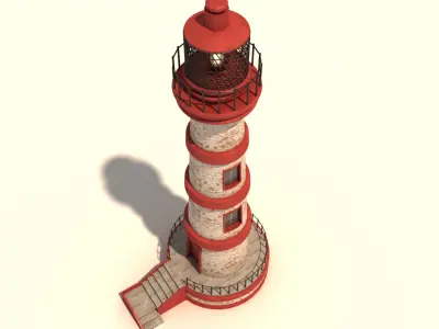 Lighthouse - Red White Design Low-poly 3D model