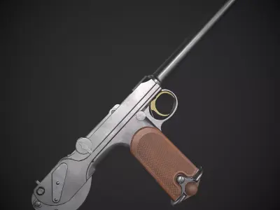 Borchardt C93 Pistol Low-poly 3D model