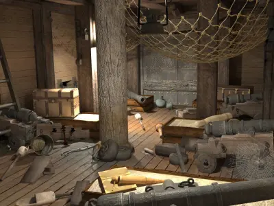 Cabin to sleep pirate ship 3D model
