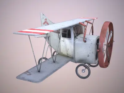 Cartoon Airplane Low-poly 3D model