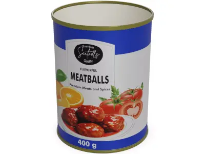 Canned meats and poultry Canned Meatballs Low-poly 3D model