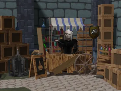 Medieval Stand Market 3D model