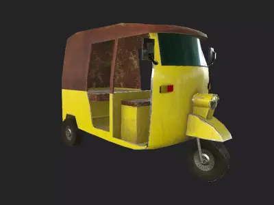 Pakistani auto Rickshaw Green 3D model Free low-poly 3D model