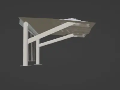 modern swing set pavilion with snow covered roof Low-poly 3D model