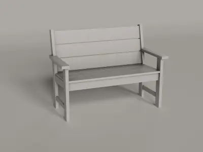 Lakeside Bench - 4 COLORS Low-poly 3D model