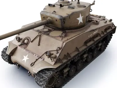 Tank M4A2 76W  Low-poly 3D model