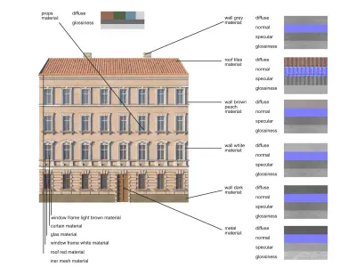 Street Facade Residantial Building Peach Brown 3D model