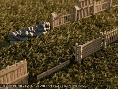 Medieval Fences Asset Pack Low-poly 3D model