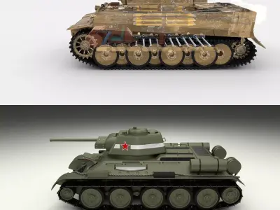 T34-76 Tiger Tank Early Pack with Interior 3D model