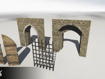 Medieval castle kit Low-poly 3D model