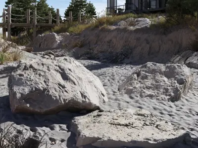  Large &amp; Flat Beach Rock Cluster Model 