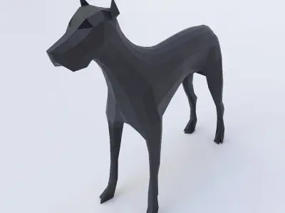 Doberman dog 3d model  Low-poly 3D model