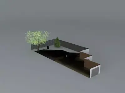 Low maintenance garden with gravel and paving Free 3D model